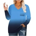 thumbnail image 2 of PNTUTB Fashionable Women's Gradient V-Neck Pocket Long Sleeve Relaxed Comfortable Oversized Top, 2 of 6