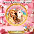 thumbnail image 3 of 24 Pz Plato De Cartón Premium Pastelero De Personajes Felicidades Unicornio, 3 of 4