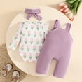 thumbnail image 4 of Tisuna Fall Outfit Set For Kids Girls Elegant Long Sleeve Crew Neck Floral Print Romper And Suspender Pants Headband Outfits Children'S 3 Pieces Casual Wear Clothes Set Size 6-12 Months, 4 of 7