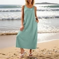 thumbnail image 6 of Zynoxe Midi Dresses for Women Classic Square Neck Sleeveless Beach Dress Flowy A-Line Solid Color Women's Cotton Linen Dresses Breathable Casual Loose Shift Sundress with Pockets 2XL, 6 of 10