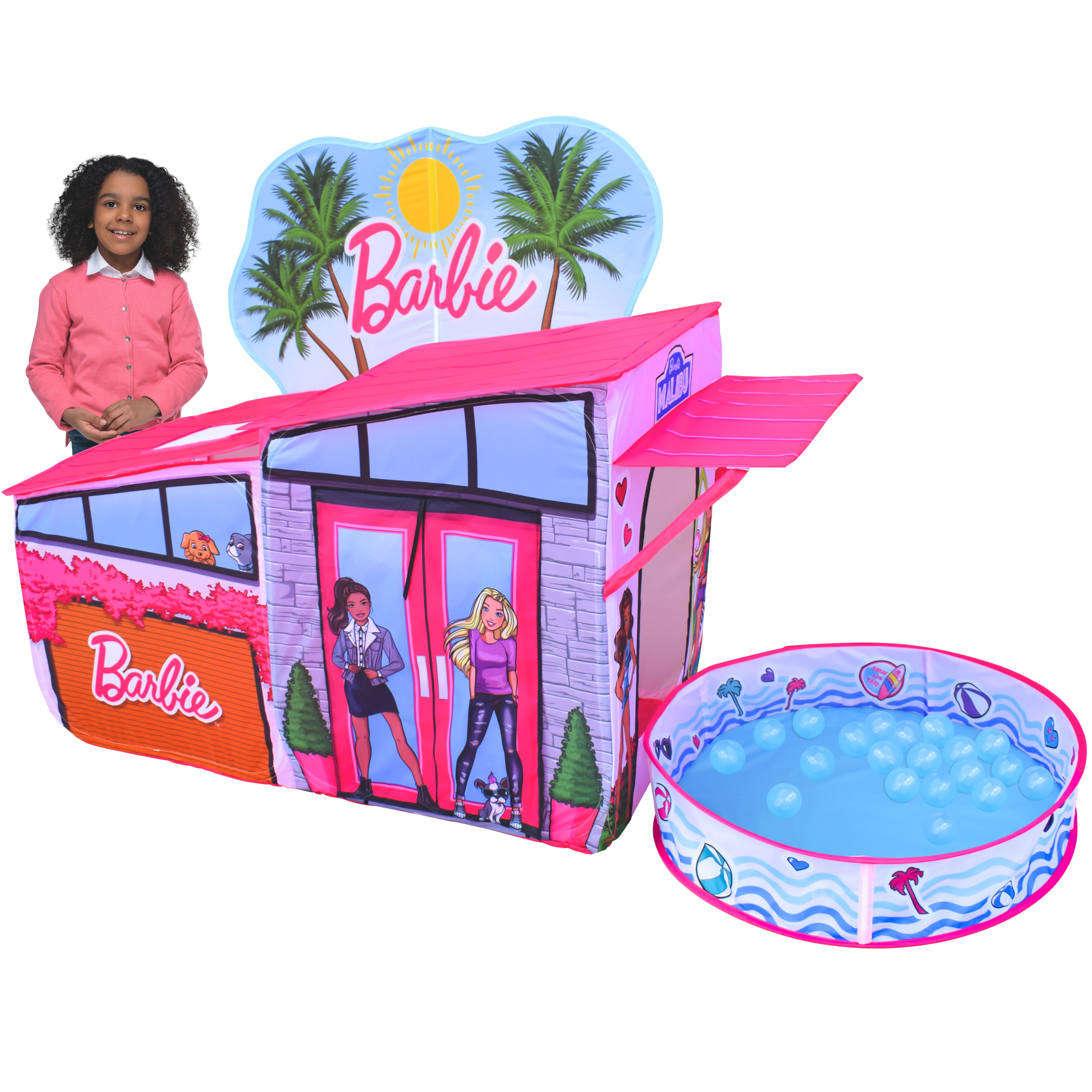 Barbie Dreamhouse 7' Pop-Up Play Tent, Easy Assembly Includes 20 Plastic Balls, Children Ages 3+ - image 4 of 10