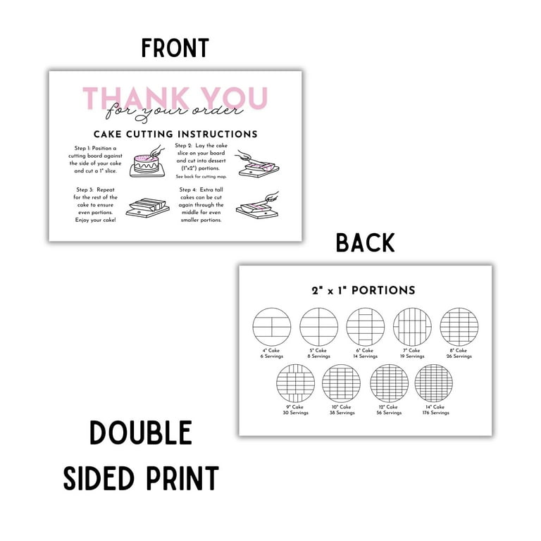 Cake Cutting Guide Instruction Care Cards 30pk 4x6 Round 2x1 Dessert Baker Template Grid Chart Table Board with Measurements Wedding - Walmart.com for Free Printable Cake Cutting Guide