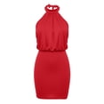 thumbnail image 7 of Maqroz Sleeveless Halter Dress for Women Mini Party Dress Draped Cowl Front Backless Sexy Club Wear Slim Bodycon Sundress, 7 of 7