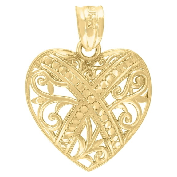 10kt Real Yellow Gold Womens Heart Charm Pendant