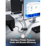 Lemorele USB 3.0 Switch, 2 PCs to Share Multiple Devices, 2-in 5-out KVM Switch, One-button Switching, USB 3.0 Sharing Switcher Hub for Windows/Mac/Linux/Android,Plug & Play