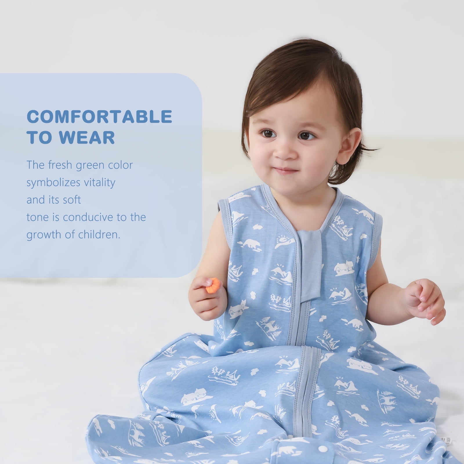 Mosebears 3Pcs 0.5 Tog Baby Sleep Sack 0-6 Months 100% Cotton Unisex Baby Wearable Blanket With 2-way Zipper
