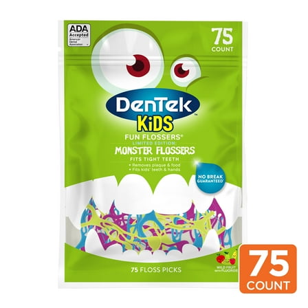 DenTek Kids Fun Flossers, Limited Edition Monster Flossers, 75 Count