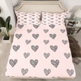 thumbnail image 2 of jejeloiu Graffiti Kawaii Loves Bed Sheets,Black Heart Pattern King Sheets,Romantic Valentines Day Sheet Set For Adults,Microfiber Bedroom Decor,4 Pieces, 2 of 7