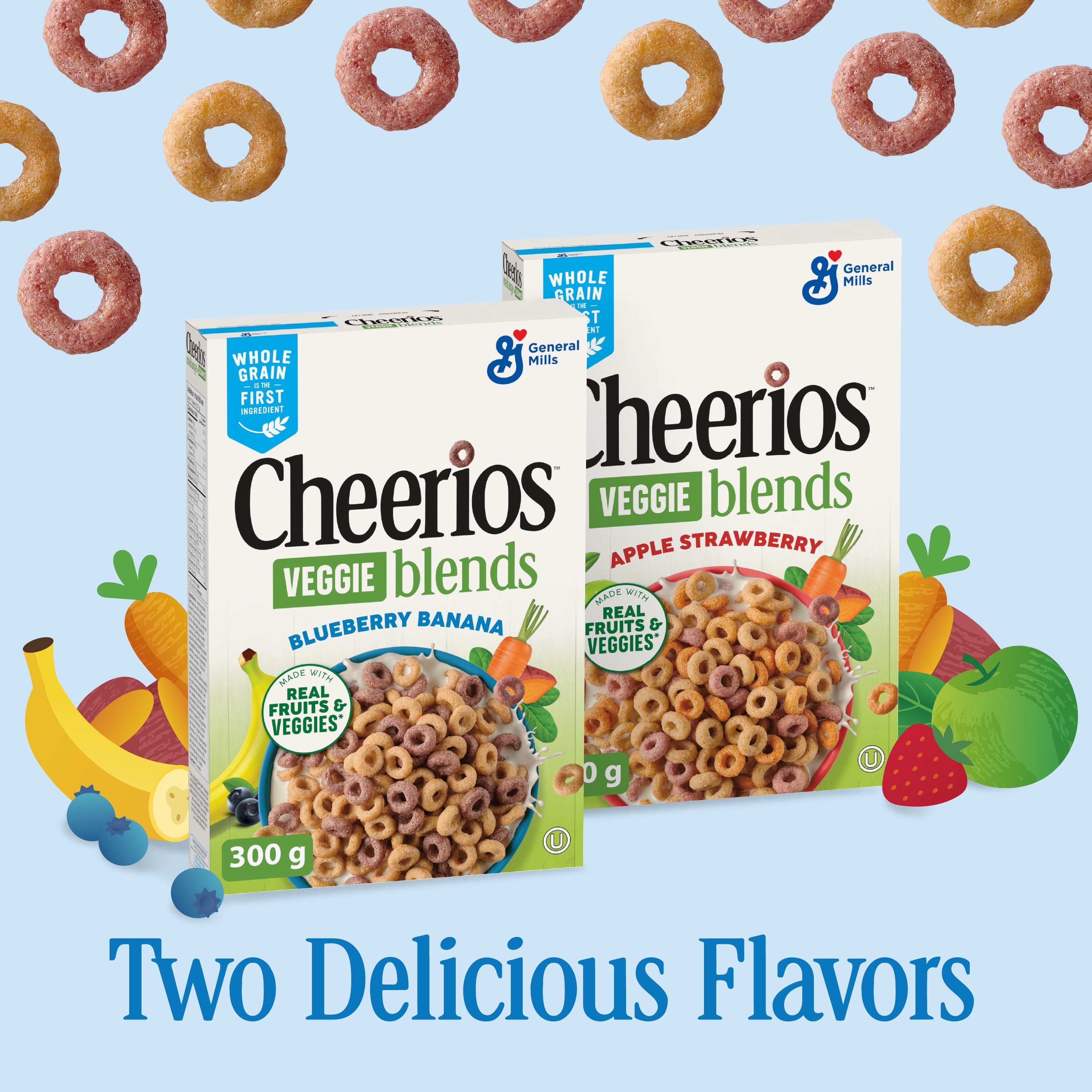 Cheerios VEGGIE blends Blueberry Banana Cereal, Whole Grains, 300 g
