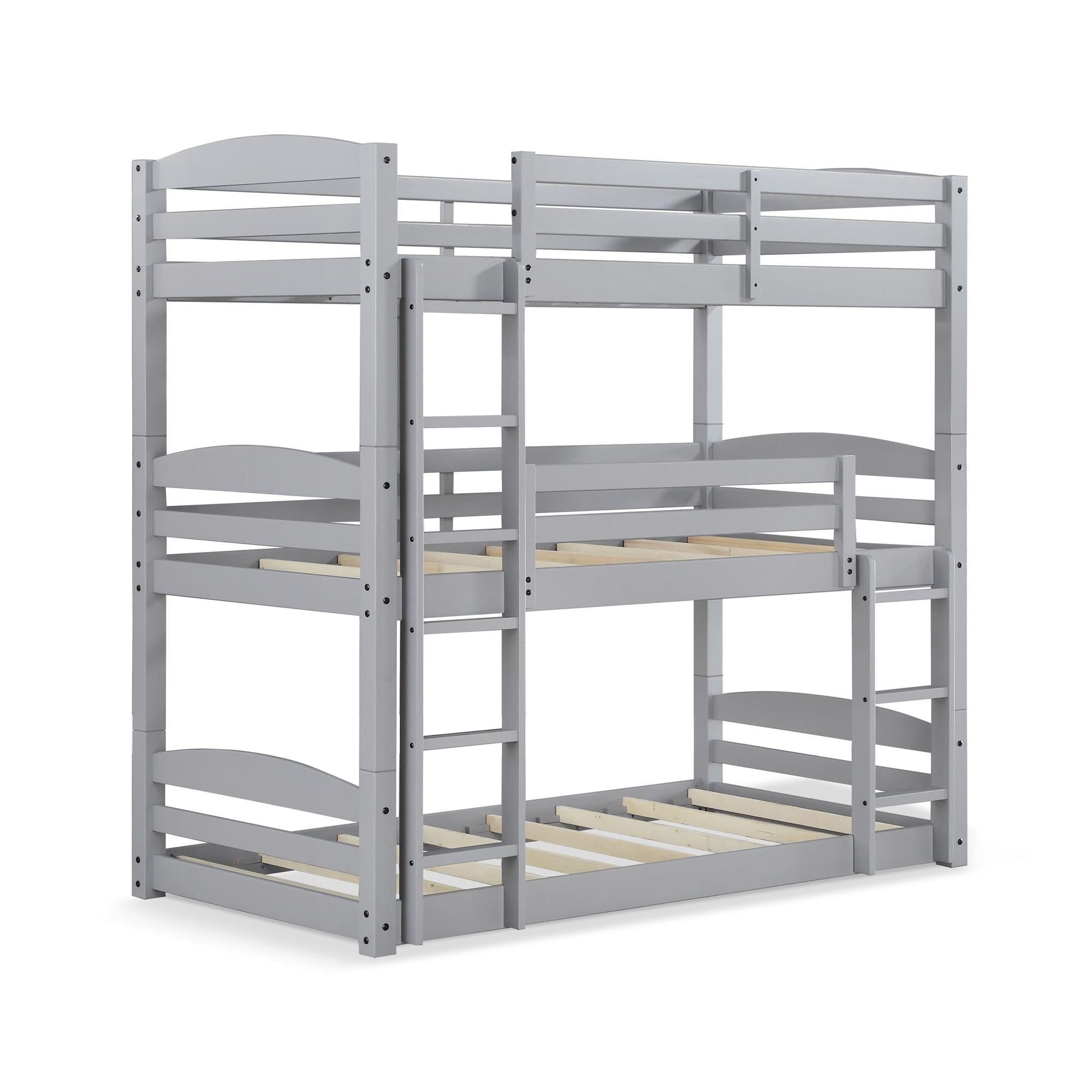 Better Homes & Gardens Tristan Triple Twin Convertible Floor Bunk Bed, Gray