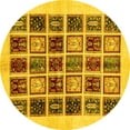 thumbnail image 1 of Ahgly Company Indoor Round Abstract Yellow Modern Area Rugs, 3' Round, 1 of 4
