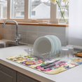 thumbnail image 4 of Cute Gnomes Dish Drying Mats for Kitchen Counter, Country Spring Colorful Flowers Butterfly Gradient Yellow Absorbent Coffee Mat with Non-slip Rubber Backed Quick Drying Dish Rack Pad 16"x24", 4 of 9
