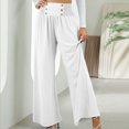 thumbnail image 4 of Boho Pants for Women Beach Pants Lounge Trousers High Waisted Wide Leg Pants Pleated Belly Control Flowy Slacks, 4 of 7
