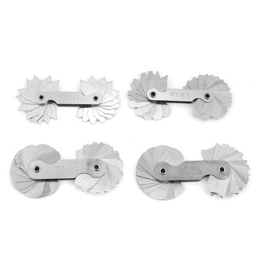 4 Pack Outils de Mesure de Jauge de Rayon en Acier Inoxydable R0.3 1.5/ R1 6.5/ R7 14.5/ R15 25 Jauge Convexe Outils de Mesure de Rayon