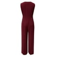 thumbnail image 3 of Women's V Neck Wide Leg Sleeveless Belted Jumpsuit Long Pants Rompers Rompers And Jumpsuits plus All plus Size Jumpsuit for Women Casual Jumpsuit plus Size Jumpsuits Wear for plus Size Womens, 3 of 5