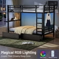 thumbnail image 2 of Miniyam Twin XL Over Twin XL Metal Bunk Bed with Desk and Storage for Dorm Apartment, Black, 2 of 9