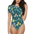 thumbnail image 1 of Fotbe Floral Body de Mujer con Cuello Redondo y Mangas Cortas, Sin Mangas Ajustado, Suave, Cómodo y Básico-X-Large, 1 of 7