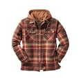 thumbnail image 2 of xiaxaixu Men's Thick Jacket Hooded Plaid Printed Buttons Stitching Warm Coat, 2 of 5