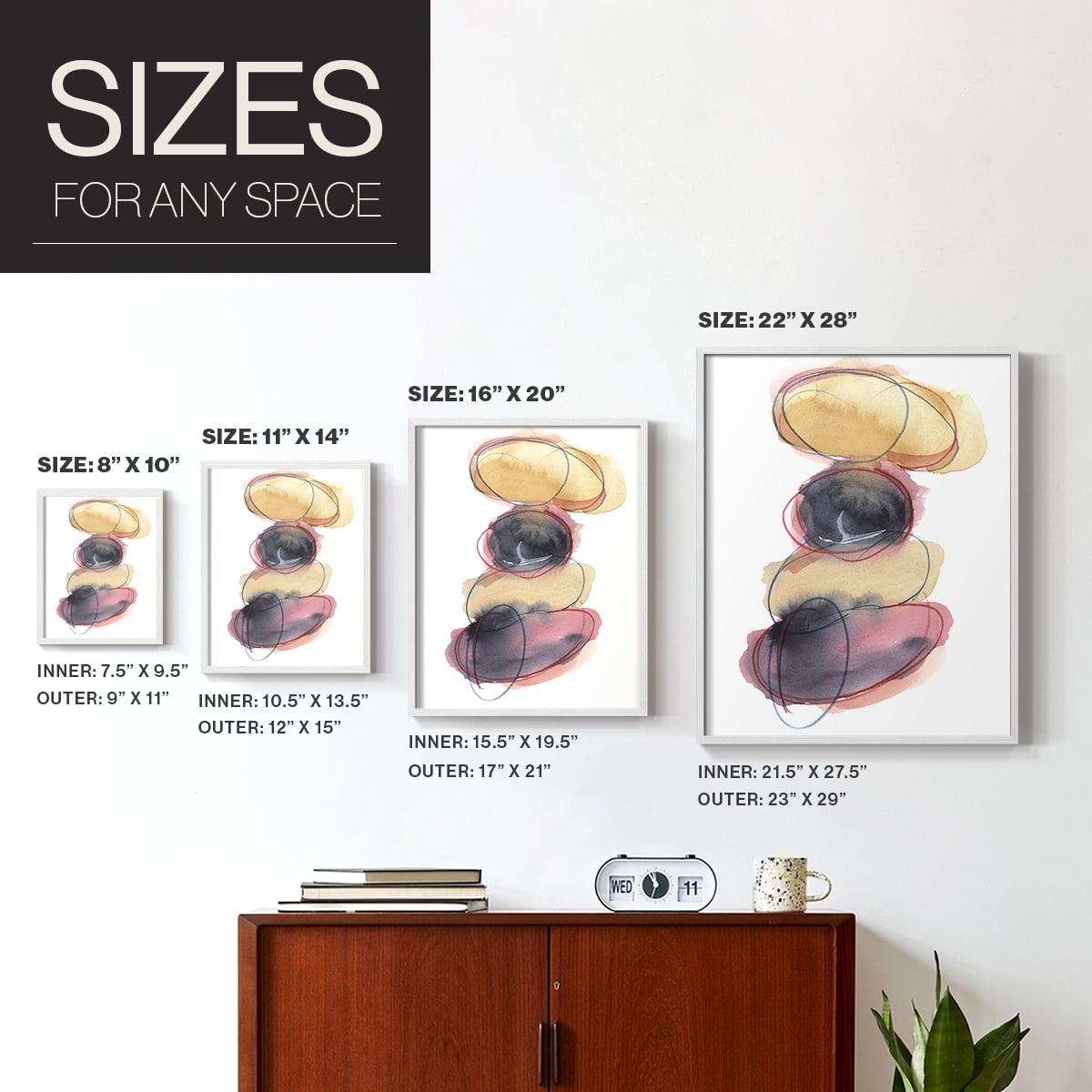 Balancing Act II Framed Print in White Solid Wood Framed Print No Nail Hanging