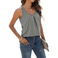 thumbnail image 5 of JGGSPWM Tank Top for Women Summer Scoop Neck Vest Pleated Sleeveless Cami Shirts Solid Blouse Trendy Tunic Ruched Casual Loose Fit Tops Gray XXL, 5 of 9