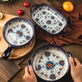 thumbnail image 2 of Salad bowl, ceramic casserole dish, porcelain lasagna dishes with handles, small casserole dish for 1 person, 950ml noodle soup bowl, for kitchen oven cooking salad bowl, 2 of 5