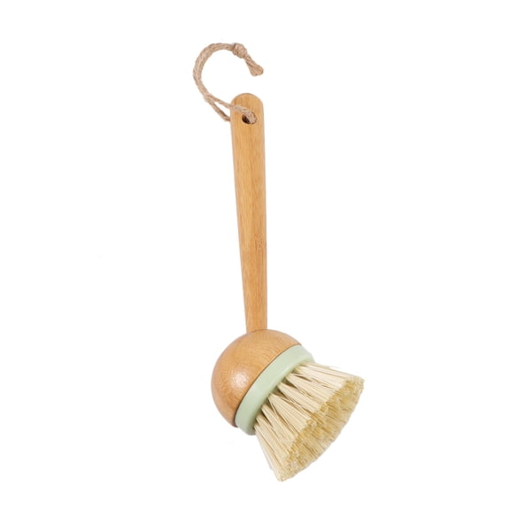 Dytern pot brush Kitchen Scrub Brush Long Handle Wood Cleaning Brush Multifunctional Dish Bowl Washing Brush Kitchen Cleaning Tool,7.48"X2.17"X2.17"