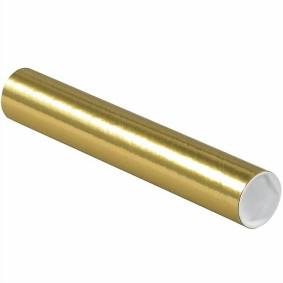 Partners Brand Mailing Tubes,W/Caps,2x12",Gold,PK50 P2012GO