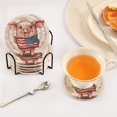 thumbnail image 5 of Haosy Set of 6 Drink Woven Coaster with Holder Heat Resistant Non-Slip Bar Coasters 4 Inches Cartoon Pig with Usa Flag, 5 of 7