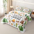 thumbnail image 3 of Catabedysis Watercolor Camping Twin Quilt Set,Jungle Bear Owl Twin Coverlet Set For Boys,Multicolor,3-Piece, 3 of 7