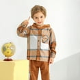 thumbnail image 2 of Kids Toddler Boy Clothes Flannel Plaid Hoodied Tops + Casual Pants Infant Boys Fall Winter Outfits, 2 of 12