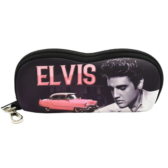 Elvis Presley eyeglass sunglass case and cleaning cloth pink Cadillac