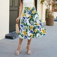 thumbnail image 6 of Midi Skirts For Women High Waist Flowy A-Line Midi Long Skirt Casual Floral Print Tiered Skirt Loose Elastic Drawstring Fashion Skirt With Side Pockets Sky Blue L, 6 of 6