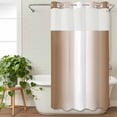 thumbnail image 3 of Brown Ombre No Hook Shower Curtain Waterproof, Bathroom Curtains with Snap in Liners and See Through Top Window, Modern Gradient Art Abstract Hotel Style Bathtub Curtains Shower 36"Wx78"L, 3 of 8