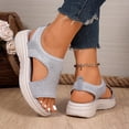 thumbnail image 4 of Xfvqtps Womens Knit Slip on Sandals Open Toe Casual Slides with Low Wedge Stretch Comfortable Breathable Walking Summer Shoes, 4 of 9