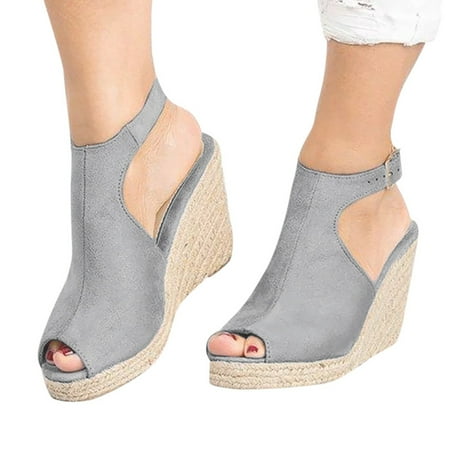 

Mzoazpie Women s Ladies Fashion Solid Espadrille Sandals for Women Wedges Casual Buckle Strap Womens Comfort Sandals Roman Shoes Sandals