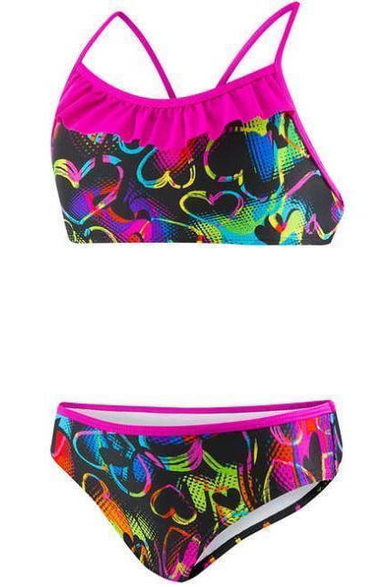 Colorful Direction Speedo Girls Swimsuit Two Piece Bikini Set 14 