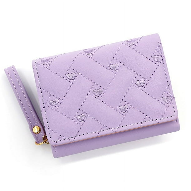 Cartera para mujer, tarjetero de tres pliegues, de piel sintética, monedero corto para varias tarjetas