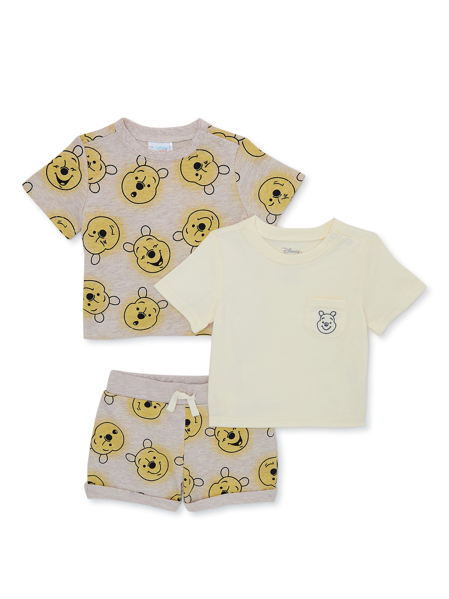Disney Baby Boy Winnie The Pooh T-Shirts and Shorts Set, 3-Piece, Sizes 0/3M-24M