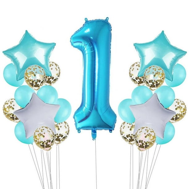 Matsuzay 11/25 Uds. Globo de látex transparente de ágata de mármol conjunto de confeti de lentejuelas cumpleaños fiesta de aniversario número Kits de decoración para fiestas Azul + lentejuelas Matsuzay JJ15589-08