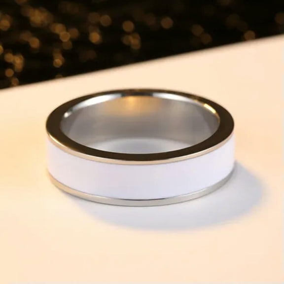 4MM Silver Titanium Steel Band Men's Women's White Jewelry Ring Size 3-10