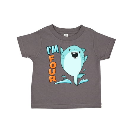 

Inktastic I m Four- Shark Fourth Birthday Boys or Girls Toddler T-Shirt