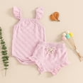 thumbnail image 2 of Plebaso Baby Girls Sleeveless Tops Triangle Shorts Two-Piece Set Solid Color Casual Summer Clothes Suits, 2 of 4