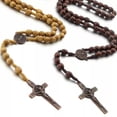 thumbnail image 3 of HOOUN Saint Benedict Wood Beads Rosary Crucifix Cross Necklace Catholic Jewelry-Carved Rose Beads, 3 of 6