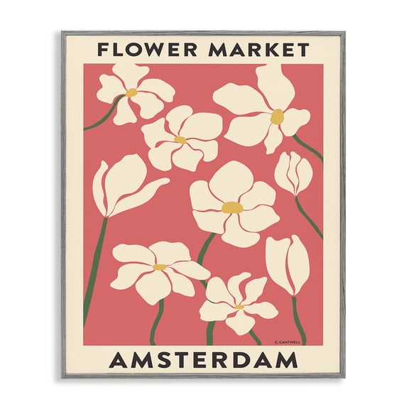 Stupell Industries Modern Amsterdam Flower Market Gray Framed Giclee Art, 24 x 30, by Carrie Cantwell