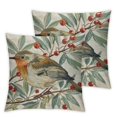 thumbnail image 2 of Acheng  Ink Painting Watercolor Grey Bird Green Leaves Spring Summer Decorative Lumbar Throw Pillow Cover Set of 2 Case Home Living Room Bed Sofa Car White, 2 of 6