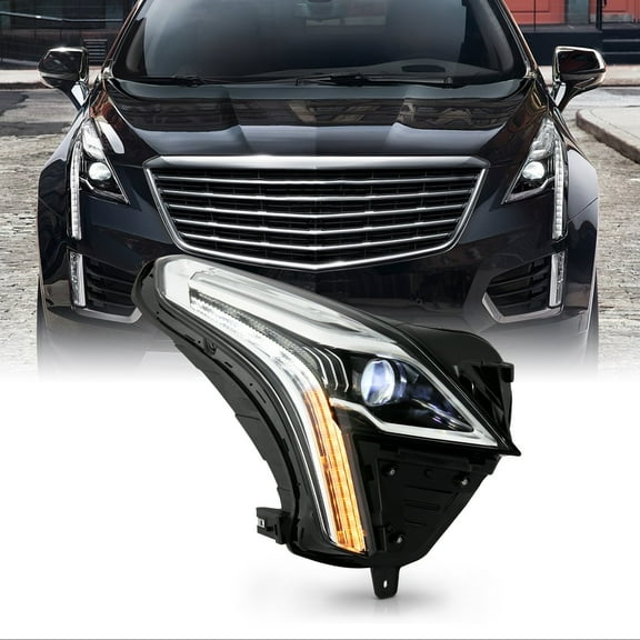 AKKON - Fits 2017-2018 Cadillac XT5 [LED DRL] Projector Chrome Clear Headlight Headlamp Passenger Right Side Replacement