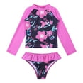 thumbnail image 3 of Eandarui Little Girls Rashguard Set Long Sleeve Tank Top with Ruffles Bottoms Beachwear Coral Navy 6, 3 of 6