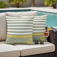 thumbnail image 4 of Anchor Sage Green Outdoor Waterproof Pillow Covers, Yellow Nautical White Geometric Stripe Decorative Square Throw Pillowcase Sofa Cushion Sham for Patio/Couch/Chair, 16"x16" 2 Pack, 4 of 8