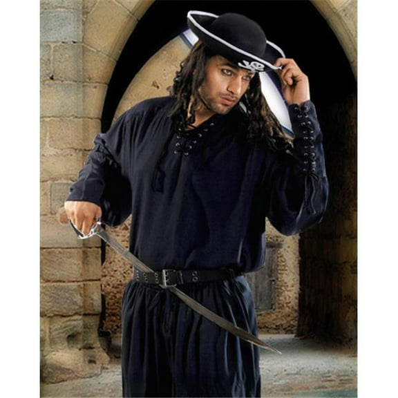 The Pirate Dressing C1004 John Coxon Renaissance Shirt- Black - 2XL