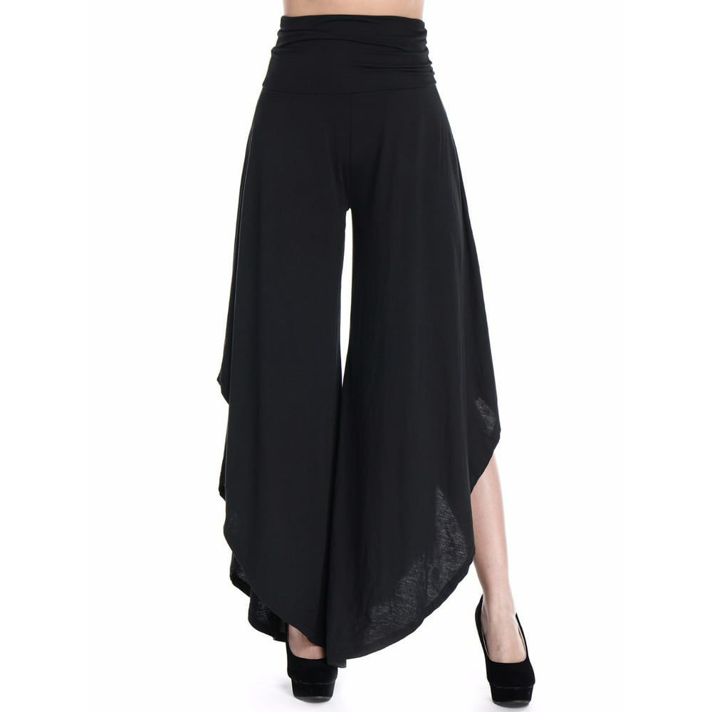 Fittoo - Fittoo Women's Layered Wide Leg Flowy Cropped Palazzo Pants, 3 ...